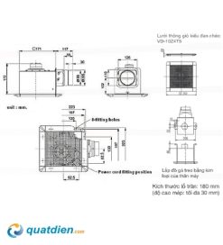 Thông số quạt hút âm trần nối ống gió Mitsubishi VD-10Z4T6