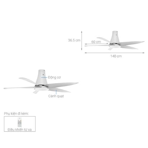 trần mitsubishi 5 cánh trắng