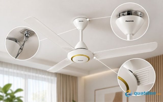 Quạt trần Panasonic F-60MZ2-MS ti 22.8 cm trang bị hệ thống an toàn hỗ trợ sử dụng bền lâu