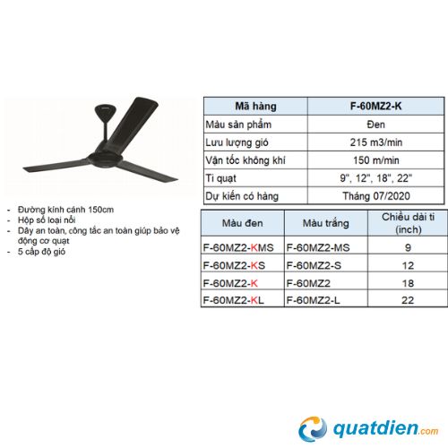 quat-tran-panasonic-3-canh-f60mz2-4 Thông số quạt trần Panasonic F60MZ2