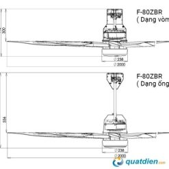 Quạt trần Panasonic F-80ZBR 8 cánh có remote