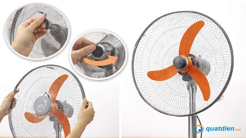 Mở từng kẹp nhựa quanh lồng quạt