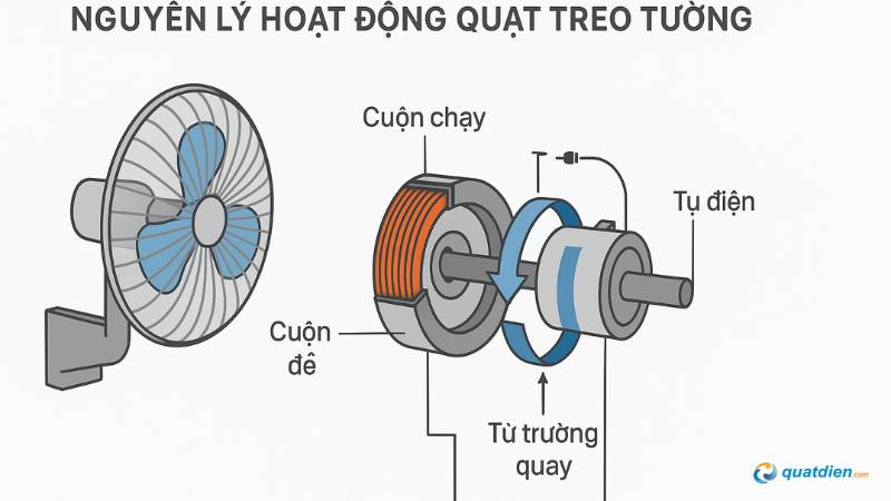 Nguyên lý vận hành quạt treo tường bằng motor điện