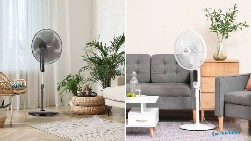 Quạt đứng phù hợp phòng khách, phòng ngủ và sân vườn.
