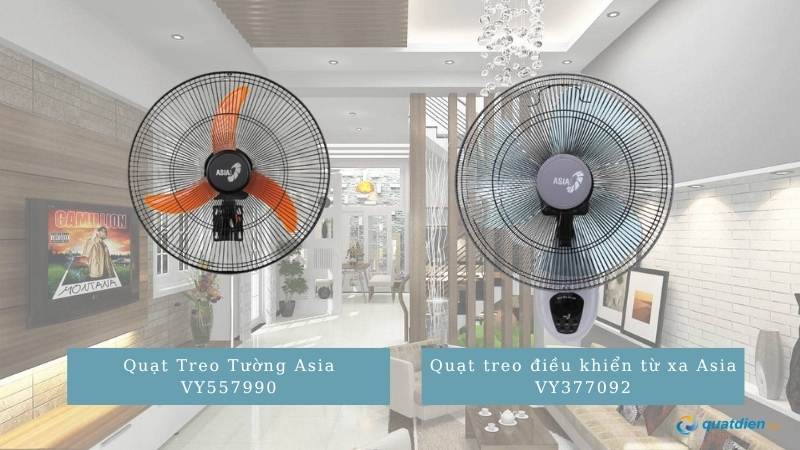 Quạt treo tường Asia giật giây và có điều khiển từ xa