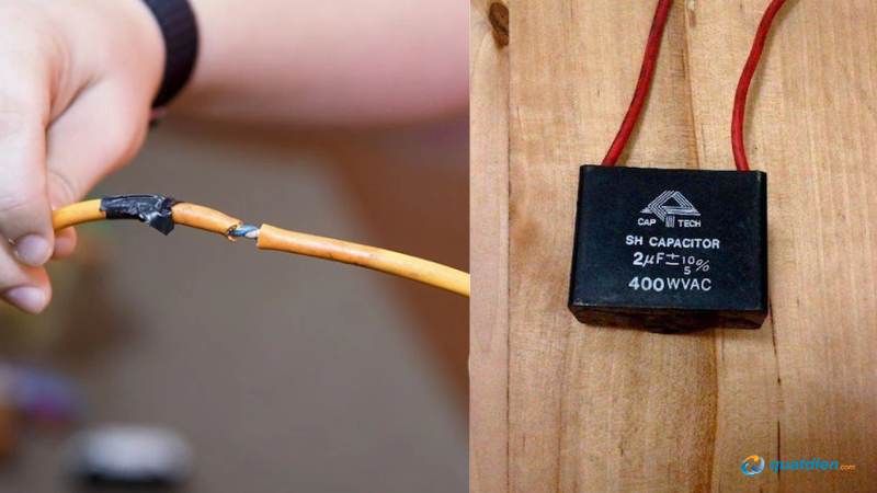 Lỗi đứt dây nối giữa tụ điện và động cơ