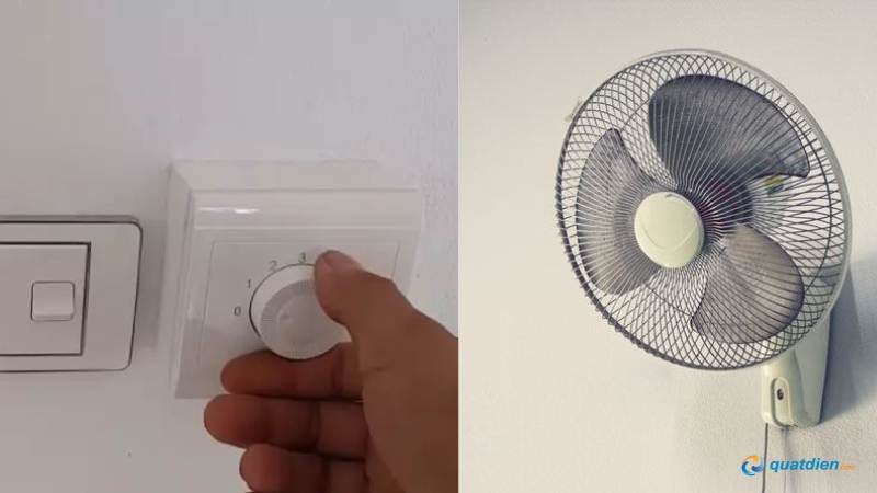 Bật quạt bằng núm xoay hoặc phím để điều chỉnh tốc độ quạt nhanh – chậm