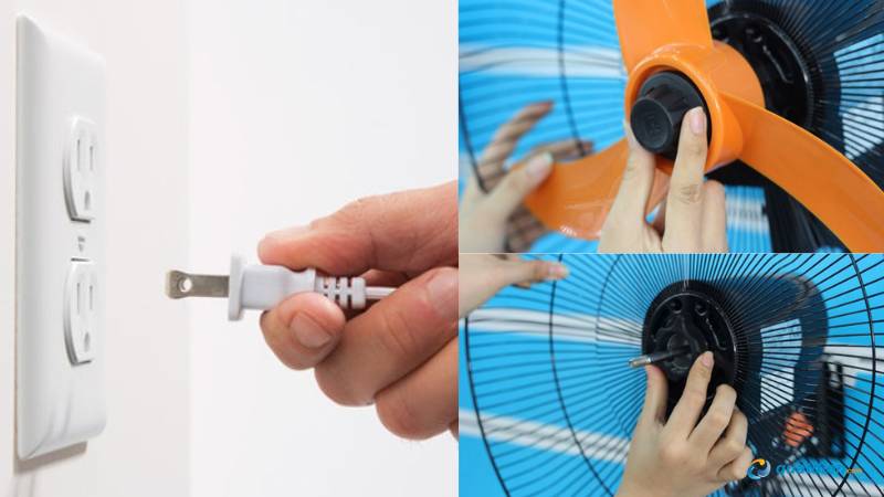 Ngắt nguồn điện để đảm bảo an toàn trước khi tháo quạt.