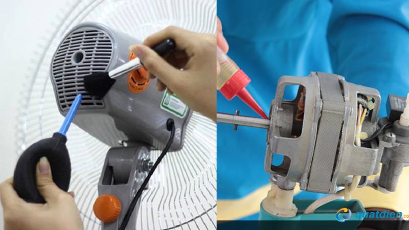 Tra dầu đúng liều lượng vào trục quay quạt