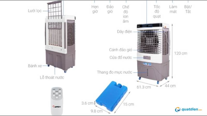 Quạt điều hòa cao 1–1.3m, làm mát nhanh