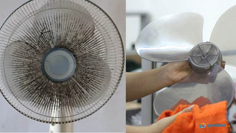 Bụi bám dày khiến cánh quay nặng và gây tiếng ù