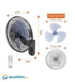 Quạt treo tường Nanoco NWF1219RC GR Có Remote