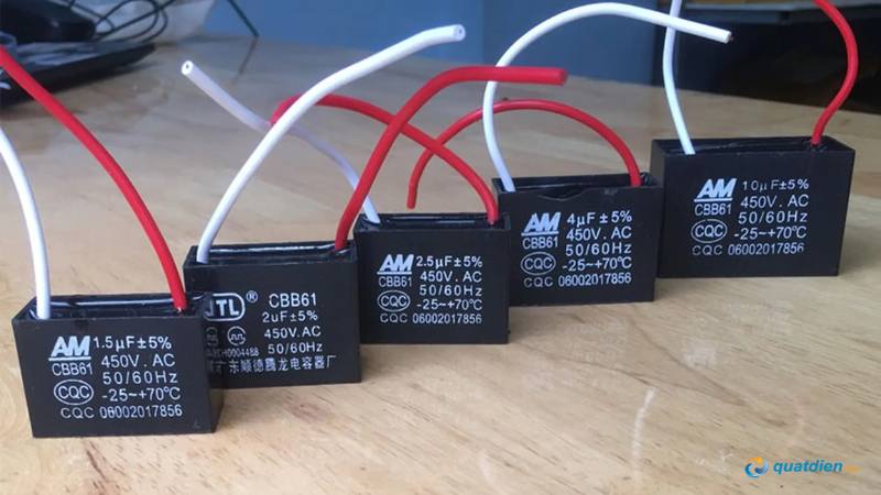 Các mức điện dung tụ quạt phổ biến