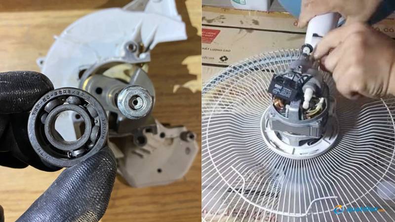 Trục bạc mòn gây ma sát lớn trong quạt