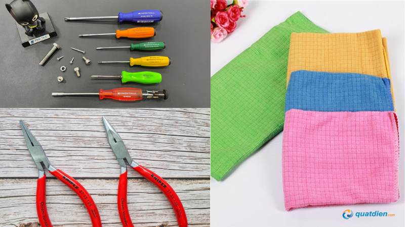 Chuẩn bị đầy đủ dụng cụ giúp sửa quạt an toàn và chính xác hơn.