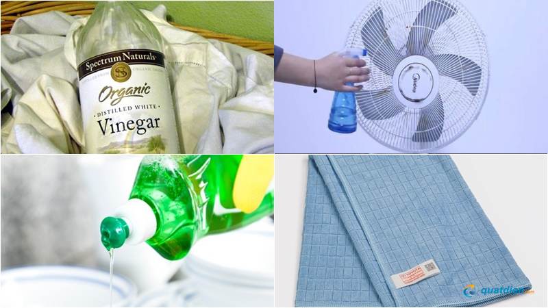 Pha dung dịch giấm và chất tẩy làm sạch quạt nhanh