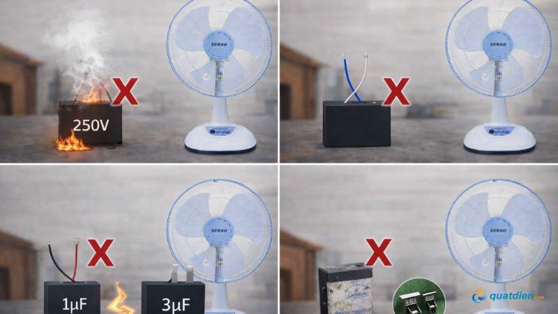 Dùng tụ không đúng loại khiến quạt nhanh hư
