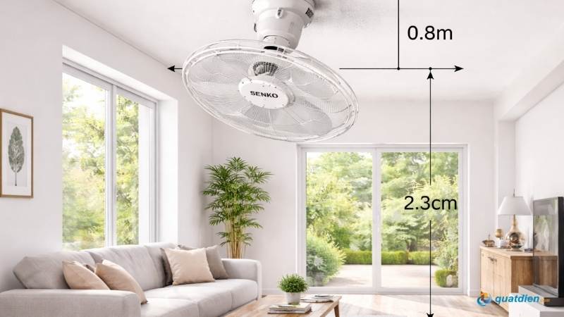 Chọn vị trí treo quạt đúng độ cao tiêu chuẩn