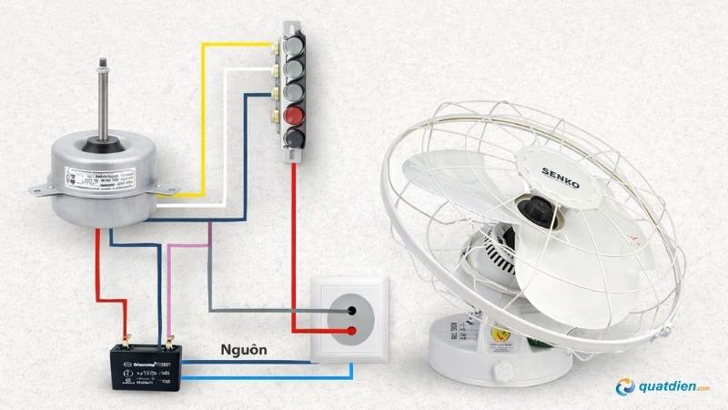 Sơ đồ đấu dây quạt đảo trần Senko rõ ràng, dễ làm theo