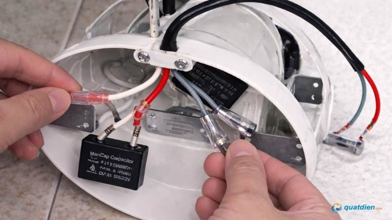 Dây Xám hộp số được nối cùng dây Xám trong quạt