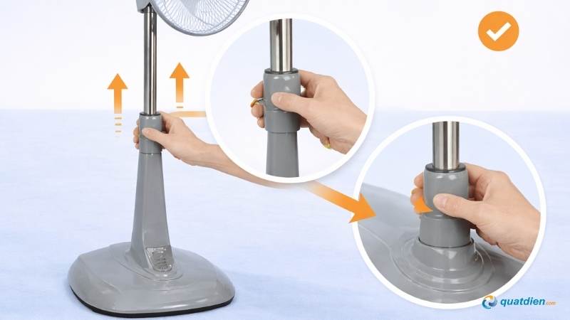 Kéo ty sắt lên đúng chiều cao mong muốn