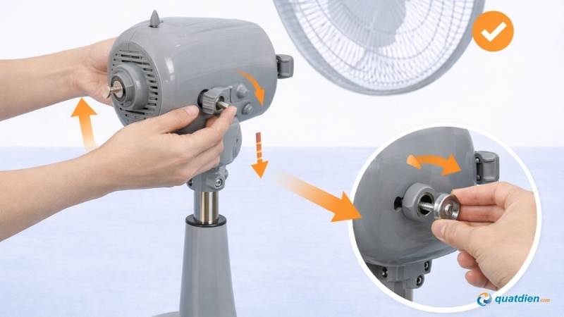 Lắp đầu động cơ vào thân quạt đúng khớp