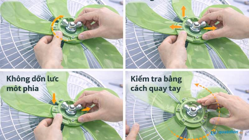 Không siết lệch để tránh rung khi vận hành