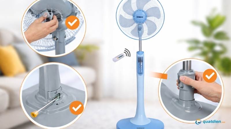 Kiểm tra cổ quạt trước khi sử dụng