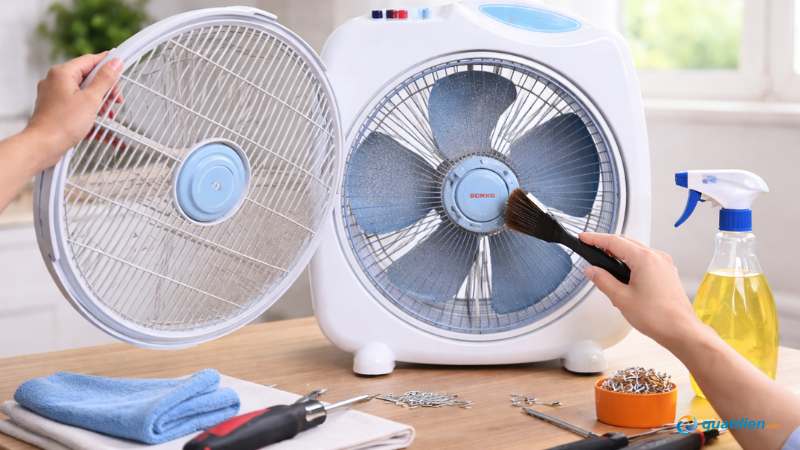 Bụi bám dày khiến quạt hộp Senko chạy yếu và kêu to hơn