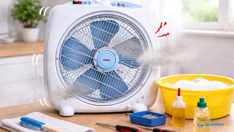 Tiếng kêu xuất hiện khi trục quay bị khô dầu