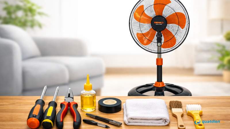 Bộ dụng cụ cơ bản trước khi tháo quạt Senko tại nhà