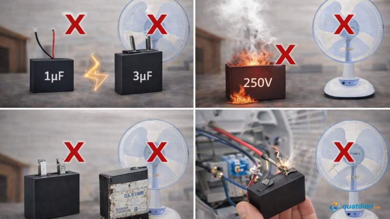 Tụ không chuẩn khiến quạt Senko nhanh xuống cấp