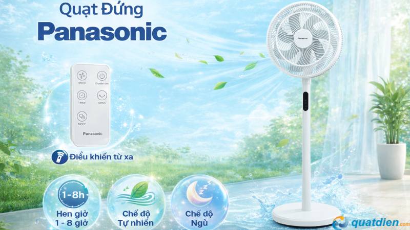 Quạt đứng Panasonic F-30JLVW 20W có điều khiển từ xa, thiết kế đẹp mắt