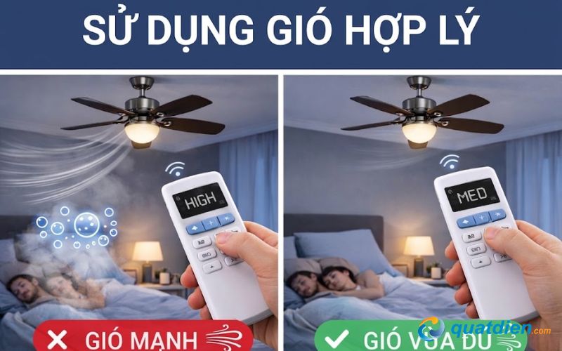 Sử dụng các cấp độ chỉnh gió nhanh chậm hợp lý