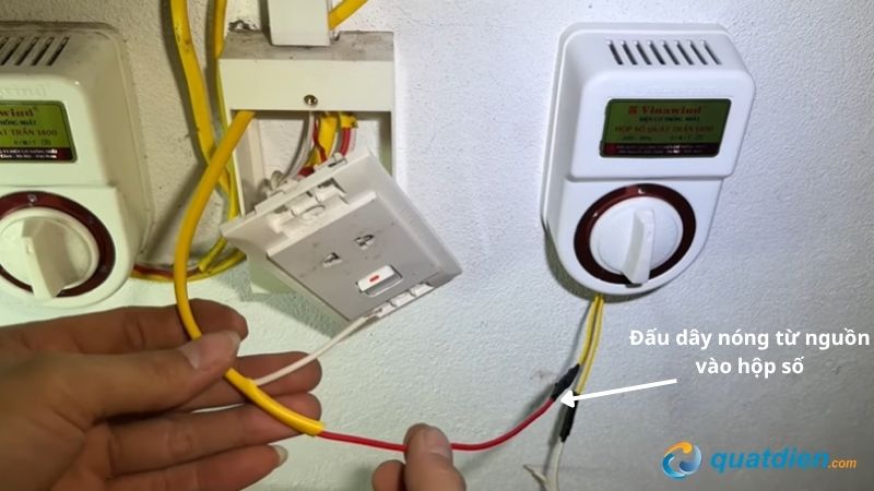 Đấu dây nóng từ nguồn vào dây hộp số