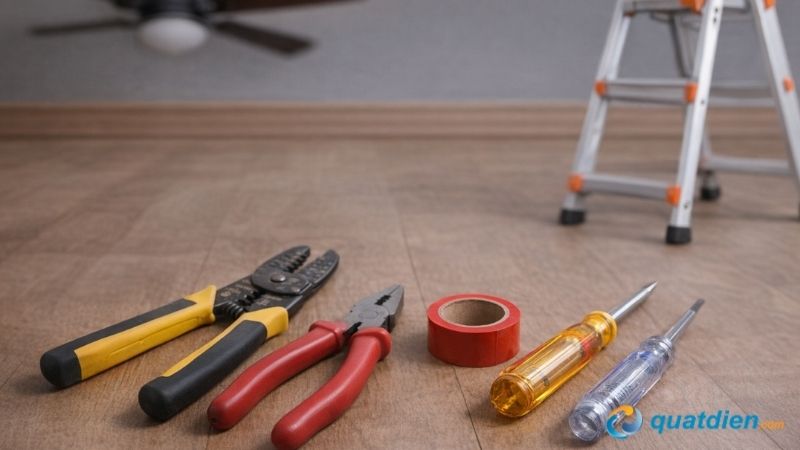 Các vật dụng cần thiết để đấu quạt trần không qua hộp số