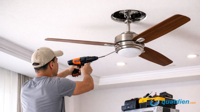 Lắp quạt trần tại nhà trên trần thạch cao cực kì dễ dàng