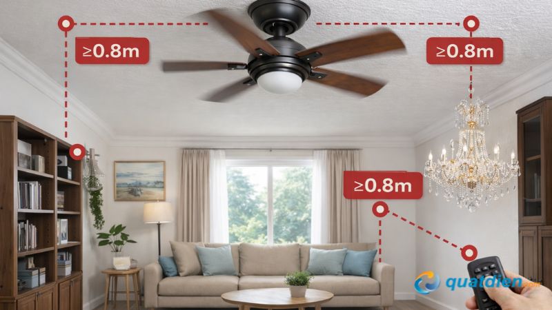 Các loại kích thước quạt trần phù hợp với không gian lắp đặt