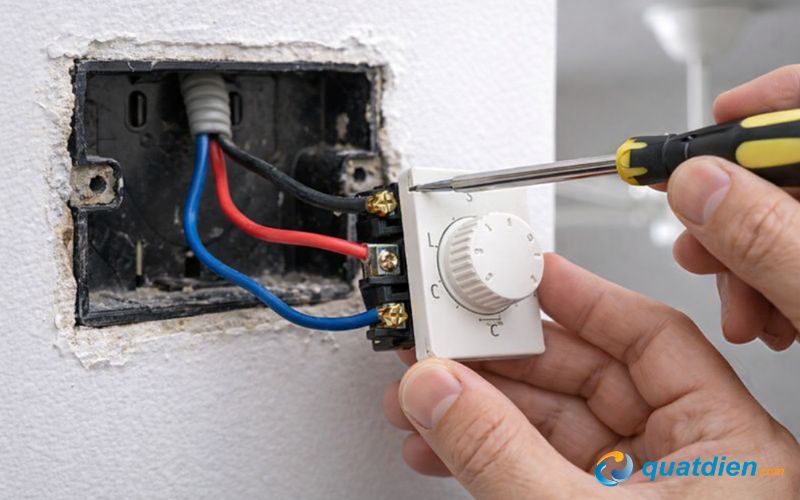 Kết nối dây nguồn vào chiết áp quạt trần