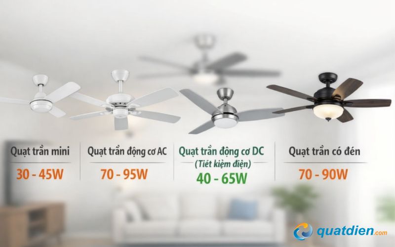 Công suất của từng mẫu quạt khác nhau