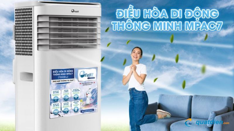 Quạt điều hòa FujiE MPAC7 di chuyển linh hoạt nhỏ gọn, dễ đặt mọi không gian
