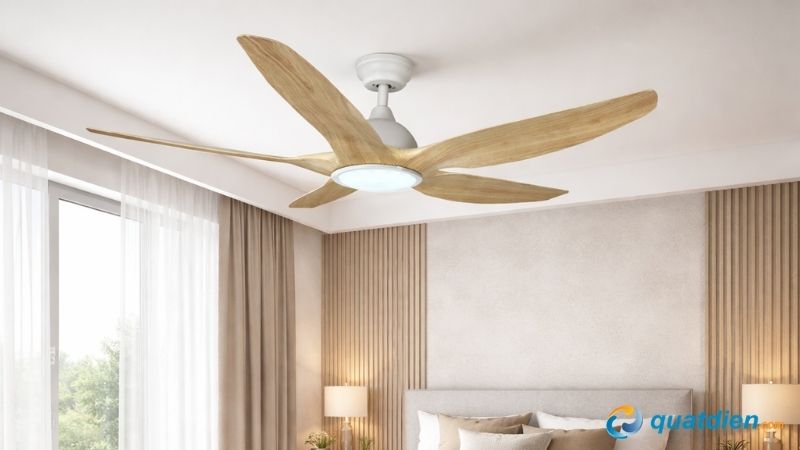 Quạt trần QT03-G thiết kế theo kiểu vân gỗ cổ điển