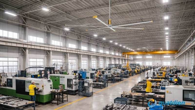 Quạt trần PFX3-20 hỗ trợ giảm nhiệt tích tụ, giúp không khí lưu thông đều