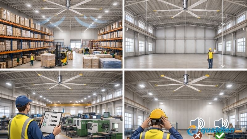 Những lưu ý khi chọn quạt trần cho kho xưởng nơi có diện tích