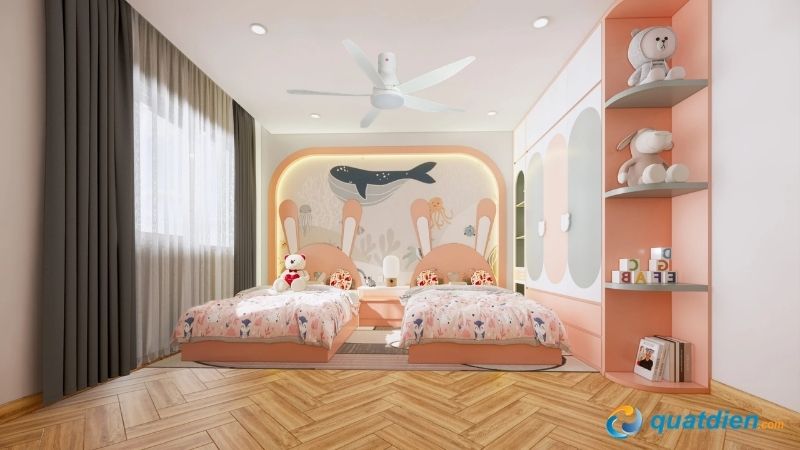 Quạt trần đèn LED 3 chế độ sáng KDK U60FWS (WH) remote 9 cấp độ