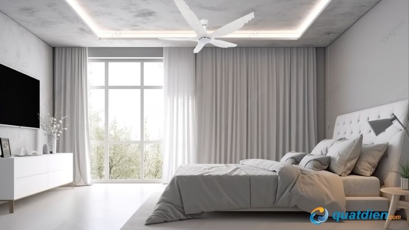 Quạt trần gắn đèn LED 3 màu ACF04D605-W cánh lớn thiết kế theo cánh chim