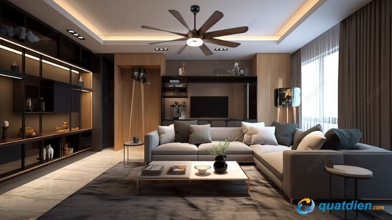 Quạt đèn trần 8 cánh vân gỗ Nanoco NCFD6089L đèn LED 3 chế độ sáng