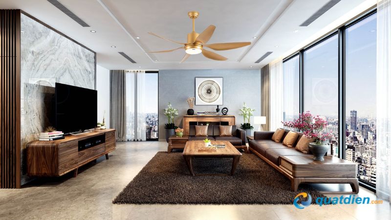 Quạt trần đẹp 6 cánh Nanoco NCF5462-GL thiết kế cánh cong 