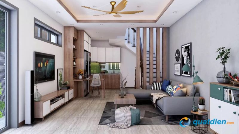 Quạt trần 5 cánh AC ACF04D605-G tông vàng sang trọng hiện đại