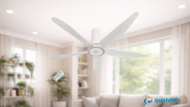 Quạt trần Điện cơ mẫu QT-1500ĐK cánh nhôm, điều khiển bằng remote